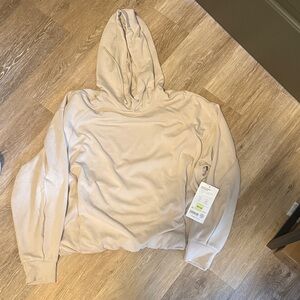 Athleta Seasoft Bubble Hem Hoodie in Beige
